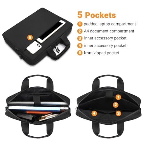 TECOOL 14 Inch Laptop Bag, Waterproof Laptop Case Sleeve Messenger Bag — view 4