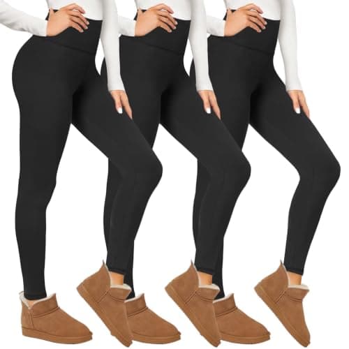 TNNZEET 2 Pack Thermal Leggings Women UK High Waisted Fleece Lined Pants