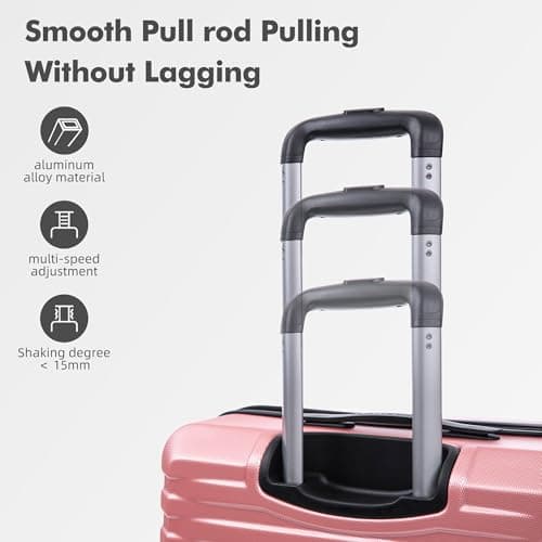 Rocklands Large Suitcase Hard Shell Lightweight 4 Dual Spinner Wheels Trolley Luggage Suitcase Hold Check in Luggage TSA Combination Lock (Pink, Medium 24") — view 6