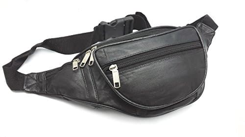ODS:UK® Real Leather Bum Waist Bag Travel Holiday Money Belt Pouch Black Change BUMBAG (Black - Style 2) — view 6