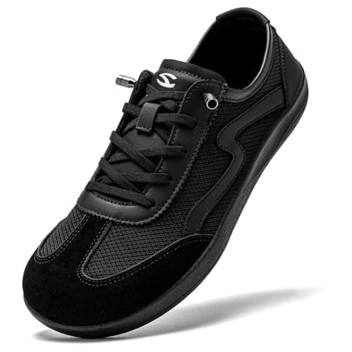 HOBIBEAR Slip On Barefoot Shoes for Womens Mens Minimalist Breathable Wide Toe Box Classic Retro Fashion Sneakers with Zero Drop Sole All Black