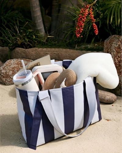 HOMESPON Large Waterproof Beach Bag with Zip and Wet Pocket for Women Men Lightweight Tote for Work Holiday Weekends — view 2