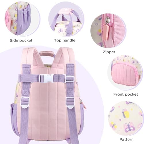 GAGAKU Toddler Backpack for Girls - Kids Nursery Backpack Mini Children Backpack 2-4 years Breathable Comfortable Preschool Kindergarten Elementary Rucksack Travel toddler Bag - Butterfly — view 3