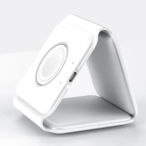 Orco 3-in-1 Magnetic Wireless Charger - Foldable Travel Charging Station for iPhone 16/15/14/13/12 Pro Max, Apple Watch Ultra/10/9/8 & AirPods Pro 2-15W Fast Charging Stand & Portable Dock - White