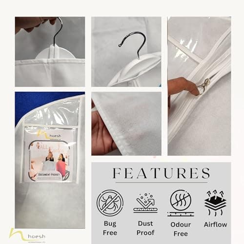 Hoesh UK Bridal Gown Garment Bag - Printed Wedding Dress Bag | Long Dress Covers for Bride & Bridesmaids | Breathable Clothes Bag for Storage & Travel (Blooming Bride) — view 4