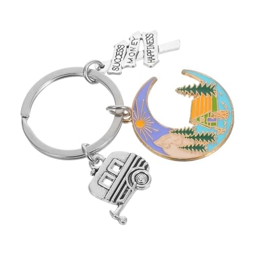 DECHOUS Alloy Camper Road Sign Keychain Rv Road Sign Charm for Travelers