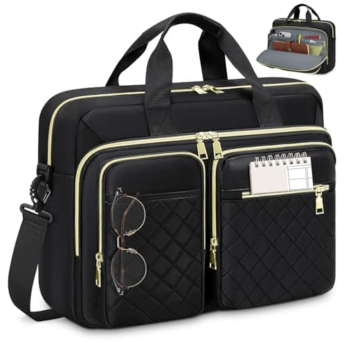 RAINSMORE Laptop Bag for Women 17.3 inch Laptop Briefcase Large Laptop Case Work Computer Bag Messenger Bag for Women Business Office Travel College Black