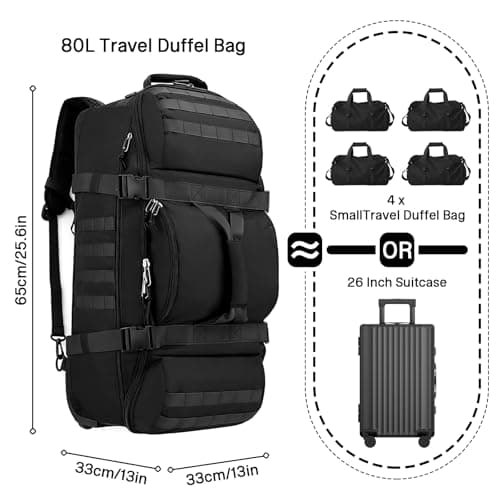 80L Wheeled Duffle Bag Expandable Foldable Luggage Large Bag Suitcase — view 2