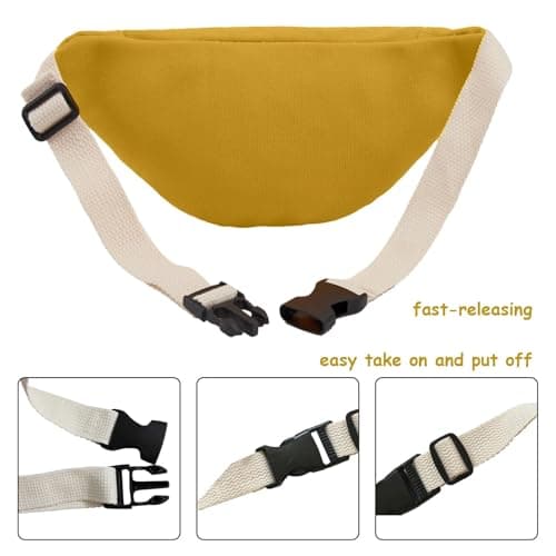 Kids Bumbag, Canvas Fanny Pack for Kids Crossbody Waist Bag for Unisex Toddler Boys Girls (Yellow) — view 3