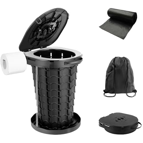 Large Portable Toilets for Adults, 18.6" H, Load 440Lb, Black
