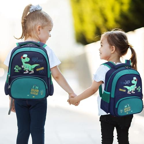 Auirshiky Mini Dinosaur Kids Backpack, Toddler Backpack Kindergarten Canvas Daypack for Boy Girl Cartoon Coin Purse Backpack Holiday Travel Bookbag Outdoor Daypack for 3-6 Year Old — view 6