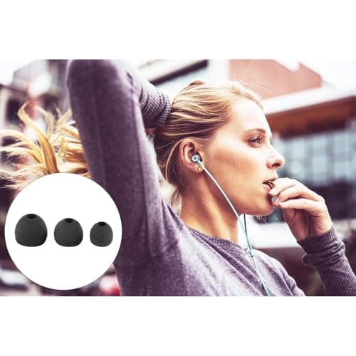 6 Pairs Replacement Earbud Tips, Ear Buds Replacement Rubber Tips Earphone Buds, 3 Sizes(S/M/L) Silicone Earbuds for In-Ear Headphones (Black) — view 3