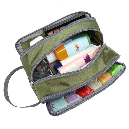 Yeiotsy Boys Toiletry Bag, Kids Travel Wash Bag, Compact Water-Resistant Organiser with Mesh Pockets for Gym, Camping, Hiking (Army Green) — view 2