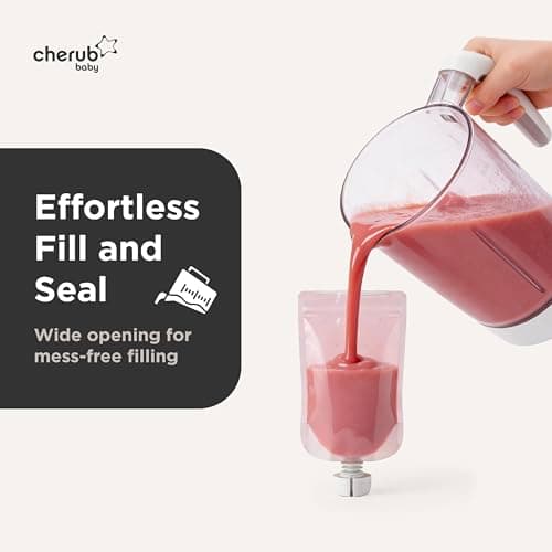 Cherub Baby Reusable Yogurt Pouches 5 Pack 150ml Leakproof Freezer Safe BPA-Free Squeeze Bags for Toddler — view 6