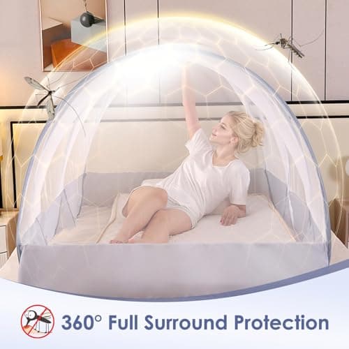 Foldable Mosquito Net, Ultra Light Pop-up Mosquito Net, Portable Camping Tent, Family mosquito net Bed, Adjustable Single Bed Fine Mesh with Zip for Outdoor Travel Home Dorm, Easy Setup, 190*90*90cm — view 4