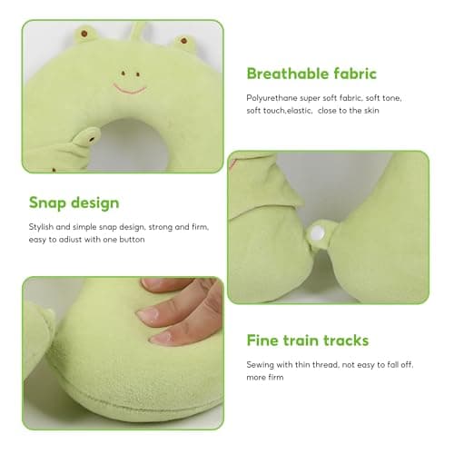 Kids Travel Pillow, Memory Foam Airplane Pillow with Cute Eye Mask(Green) — view 3