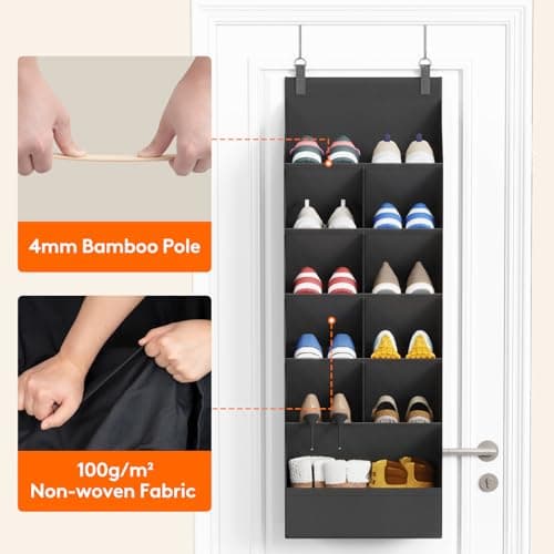 Lifewit 6 Tier Over the Door Shoe Organiser Hanging Rack Holder, Black — view 5