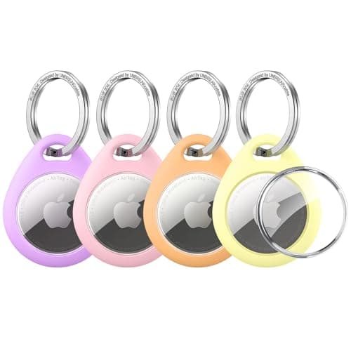 UNBREAKcable 360° Protective Case for AirTag (1st & 2nd Generation) [4 Pack], TPU Full Cover Keyring Holder with 304 Stainless Steel Keychain, Scratch-Resistant Design for Keys, Bags, Luggage