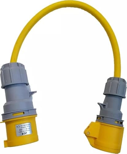 110V Industrial Adaptor Lead 32 Amp plug to 16 Amp socket with 2.5mm² 3 core Arctic grade Yellow cable, Change Over Lead, (0.5M)