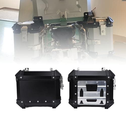 Tissting 18L Motorcycle Side Case - Heavy Duty Aluminum Pannier Hard Saddlebag with Security Lock for Touring Luggage Storage (Black) — view 6