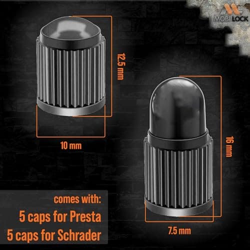 Presta Valve Adapter 5 Pack + 10 Caps - Presta to Schrader Bike Converter — view 6