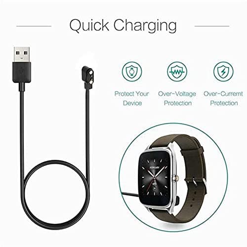 Smartwatch USB Magnetic Charging Cable – Universal Smart Watch Charger, 2 Pin 2.84mm Replacement Wire for Smartwatch, 80cm Black Cord — view 3