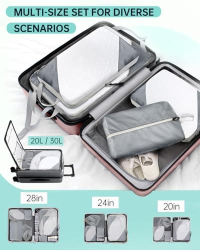 MOLICRAIN Compression Packing Cubes for Suitcase, 6 PCS Ultralight Travel Organiser Packing Bags, Extensible Luggage Organiser, Suitcase Organizer, Packing Cubes for Cabin Luggage(Grey) — view 5