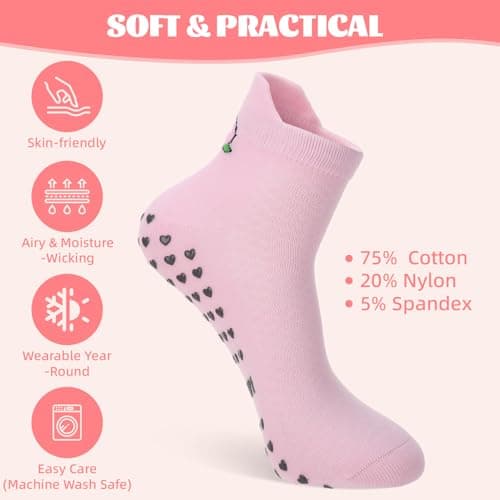 Zuimei 6 Pairs Pilates Yoga Socks for Women Non Slip Trainer Ankle Socks — view 4