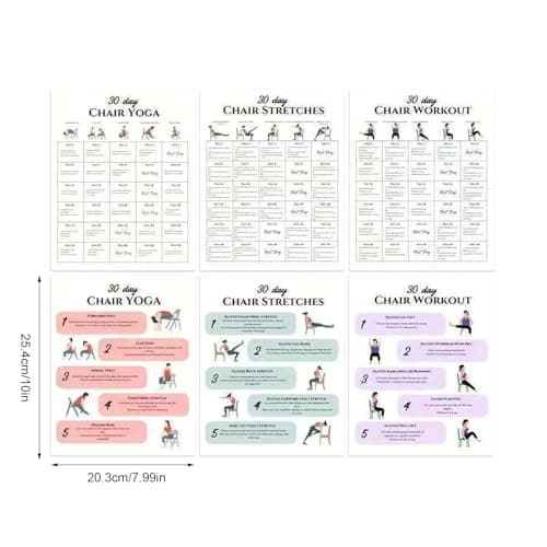 Chair Yoga Chart 30-Day 6 Pieces Fitness Poster — view 5