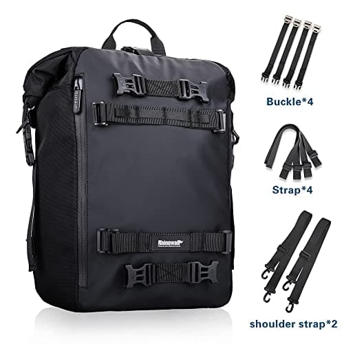 Rhinowalk Motor Pannier Bag 20L Multifunctional Waterproof Rear Rack Trunk Motorcycle Seat Bag Motorbike Saddle Bag Professional Motor Accessories-Black — view 3
