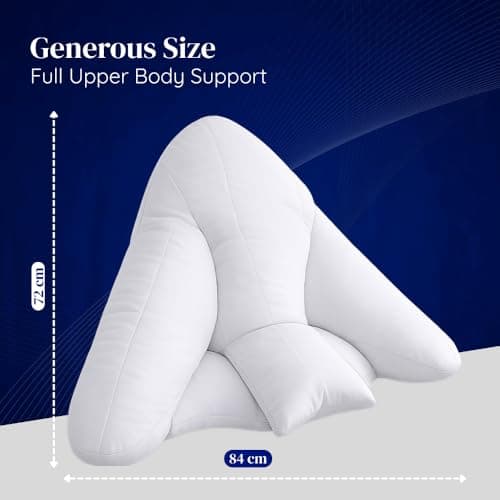 Lancashire Textiles Orthopaedic Batwing Shaped Neck & Back Support Pillow for Help with Cushioning and Sitting Complete with White Removable Pillowcase — view 6