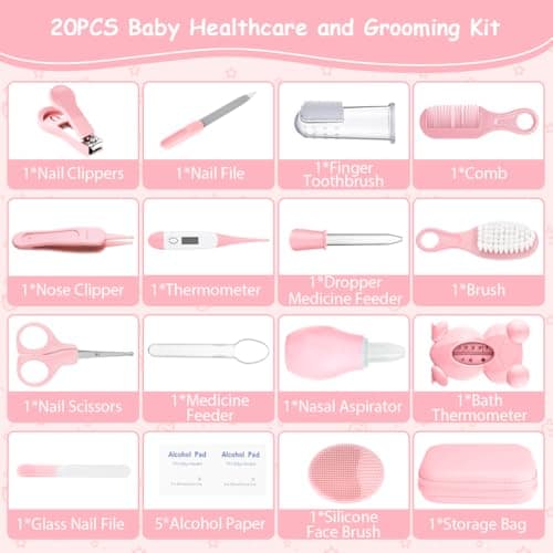 Flintronic 20 in 1 Baby Healthcare and Grooming Kit, Newborn Baby Care Accessories with Hair Brush, Comb, Nail Clippers, for Newborn Girls Boys — view 3
