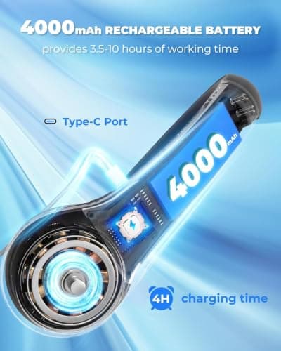 Hssio Neck Fan with 4000mAh Rechargeable Battery & LED Display-3 Speeds Bladeless 360° Cooling Fan,Quiet Personal Fan,Portable Wearable Air Conditioner for Office,Travel,Home&Outdoor,DarkBlack — view 5