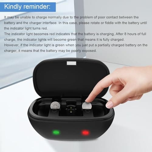 Rechargeable Hearing Aid Batteries and Charger Station for 13 Hearing Aid Amplifiers Battery Charger with 8 Pack Rechargeable Silver-Zinc Battery Size 13 Button Batteries — view 4