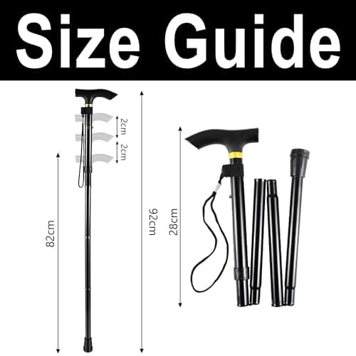 PLASTIFIC Walking Stick, Easy Adjustable Height Folding Extendable Walking Cane, Lightweight Flexible and Durable Walking Aid Mobility Aid Collapsible Walking Stick (Silver) — view 3