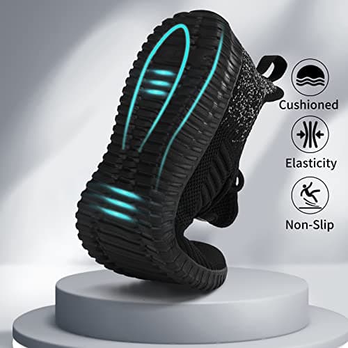 SK·TRIP Women's Walking Shoes Lightweight Breathable Flying Woven Mesh Upper Casual Jogging Shoes Ladies Tennis Shoes Workout Footwear Gym Sneakers for Women, Black Mix, 8 UK — view 5