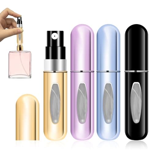 CNMTCCO Perfume Atomiser, Pack of 4 Perfume Bottles, Perfume Atomiser Refillable, Small and Portable, Suitable for Air Travel, Handbags, Travel (5 ml)