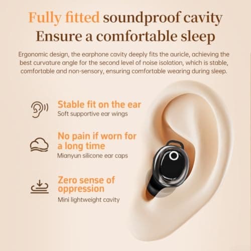AI Earbuds for Sleep Wireless Translation 144 Langs Comfort Fit Snoring Relief Napping Workout Black(AI Black) — view 2