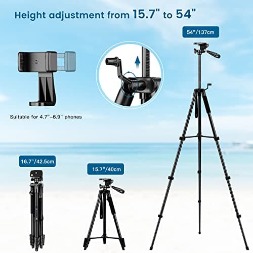 JOILCAN Phone Tripod with Remote, 54" Extendable Selfie Stick Tripod Stand — view 2