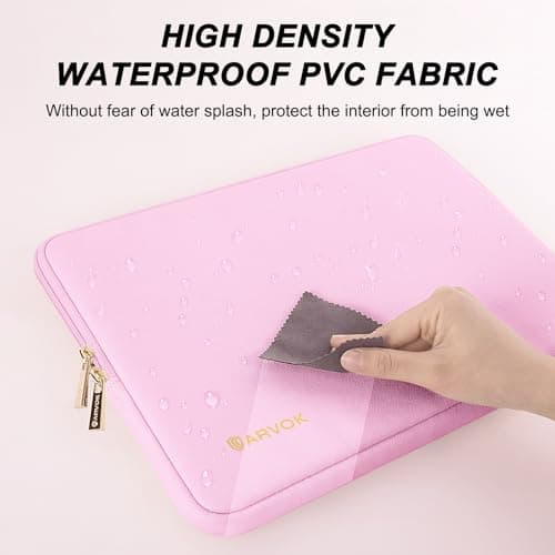 ARVOK 13 13.3 inch Laptop Sleeve Case,Waterproof Laptop Notebook Cover for MacBook Air MacBook Pro 13 14 inch, Computer Carrying Bag for HP ThinkPad Dell Lenovo Asus Acer MSI, Pink — view 4