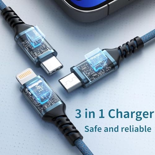 GIANAC Multi Charger Cable [3Pack 2M] 3 in 1 Charging Cable Nylon Braided — view 6
