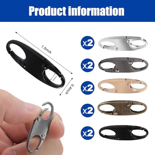 UEKPDM Zipper Locks, 10 Pack S-Hook Clips, Anti-Theft, 3.7cm — view 2