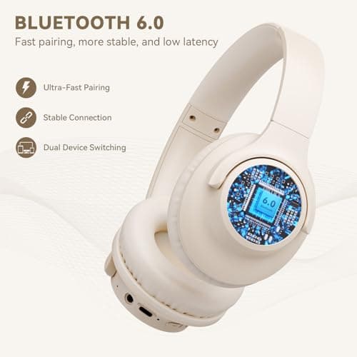 KVIDIO Bluetooth Headphones Wireless Over Ear 65h Battery Wired & Wireless — view 3