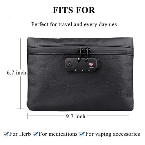 Wise Skies Blue Smell Proof Travel Bag for Herbs Perfect Stash Bag Lined Carbon Liner (Black) — view 3