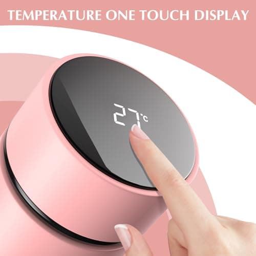 Homealexa 500ml Coffee Cups Travel Mugs, Pink Water Bottle Vacuum Insulating Cup 304 Stainless Steel, Touch Screen Temperature Gauge, Smart Mug for Heat and Cold — view 6