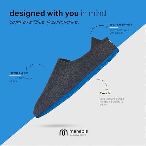 mahabis | Unisex Slippers | Lite Collection | Vegan | Ultra Lightweight | EVA Sole | Bold Colourful Design | Lining Free | Navy & Azure | Size 8.5-9 — view 3
