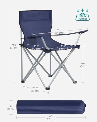 SONGMICS Set of 2 Folding Camping Chairs, Portable, 120 kg Capacity — view 3