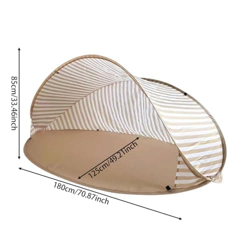 Pop-up Beach Tent for 3-4 People, 120x100cm Beach Shelter with 50+ UV Protection, Portable Automatic Wind Protection, Throw Tent for Family, Camping, Garden, Beaches (Brown_185X85cm) — view 6