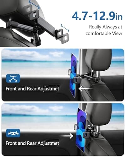 Giftorld Car Headrest Backseat Mount,Phone/Tablet Car Holder,360°Rotation,Solid & Steady,Car Trip Essentials,Adjustable Back Seat Tablet Holder,Compatible for All 5"-10" Tablets,iPad,cellphones, — view 3