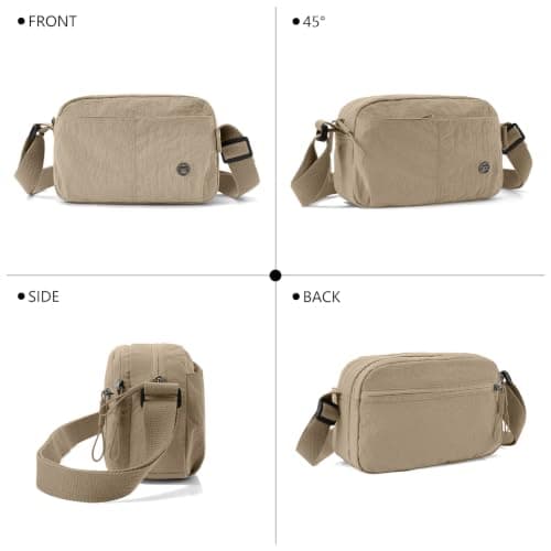 Vllcsla Crossbody Bag for Women Travel Small, 8.7″×3.9″×5.9″, Small Multi-Pocket Shoulder Bag with Adjustable Strap, Lightweight Fabric Cross Body Handbags, Anti Theft Sling Bags Daily Use (Khaki) — view 5